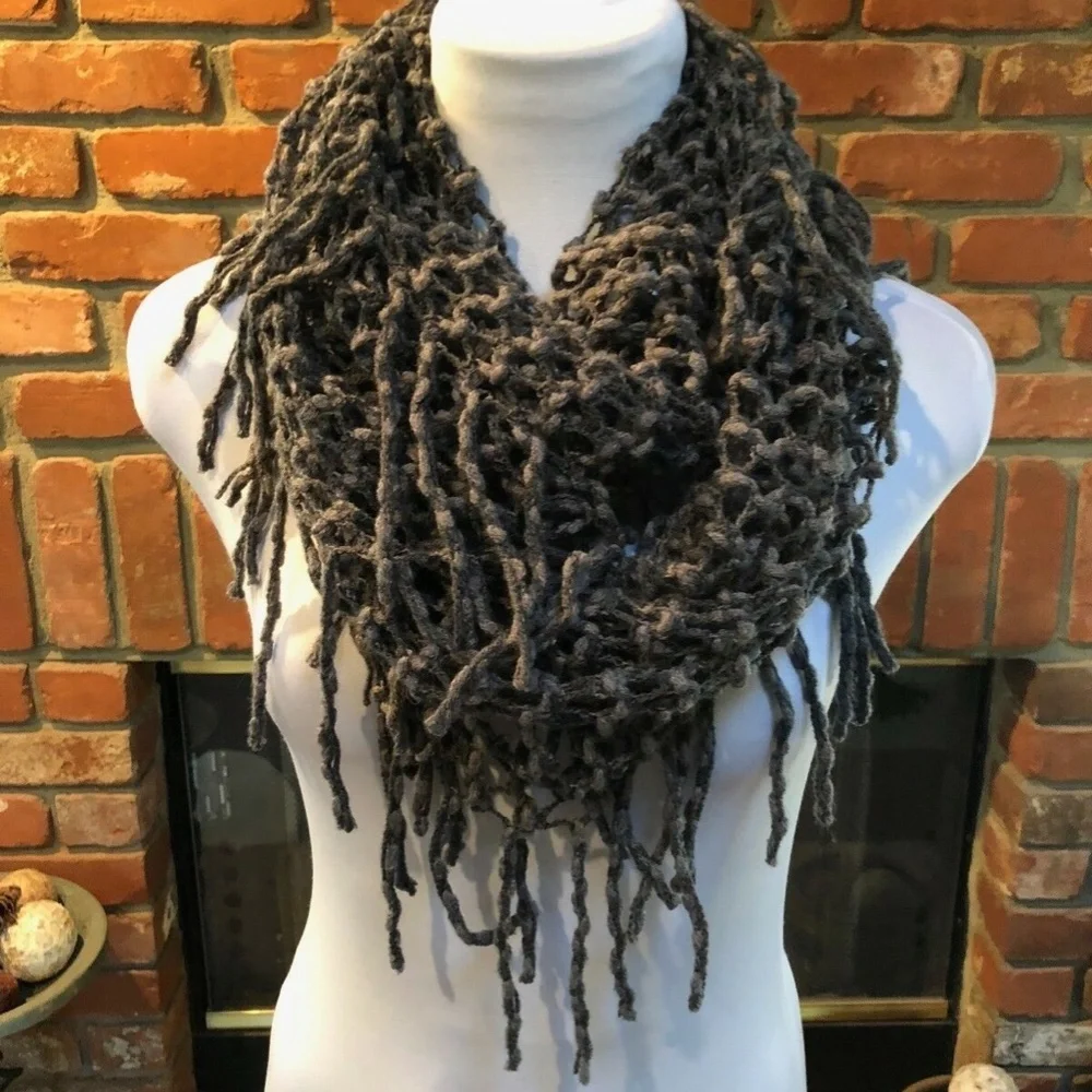 BoHo Hippie Gray Lightweight Fringe Scarf